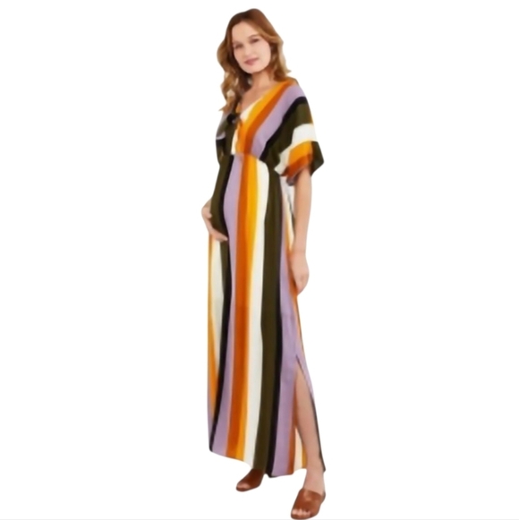 Lisa & Lucy Dresses & Skirts - Lisa & Lucy Striped Multicolor Maxi Maternity Dress